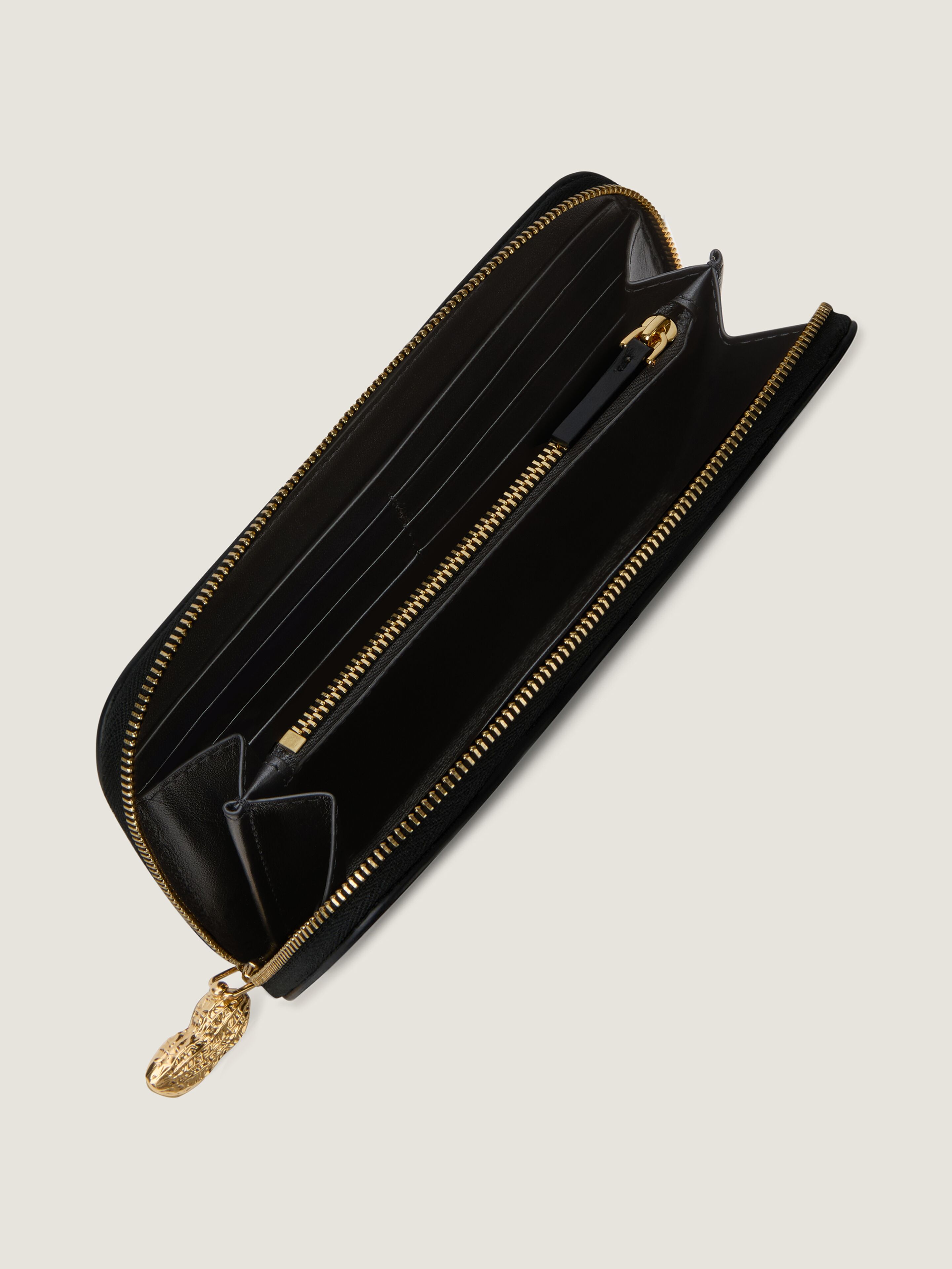 Lucky Charms zipped wallet in Box leather